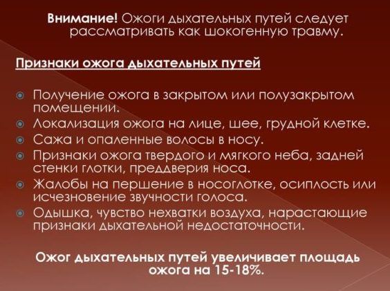 Классификация ожога дыхательных путей